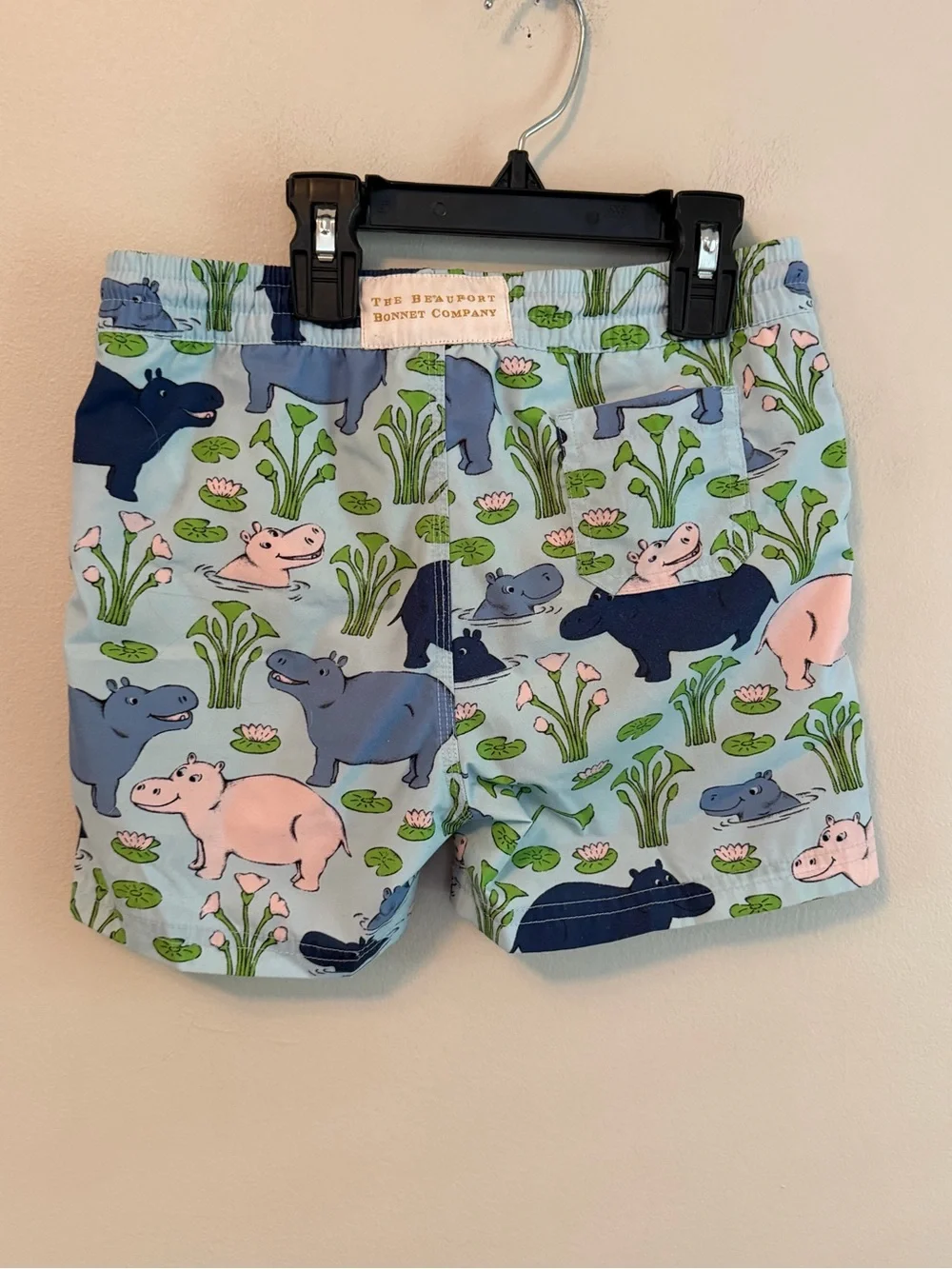 The Beaufort Bonnet Company Hippo Print Swim Trunks